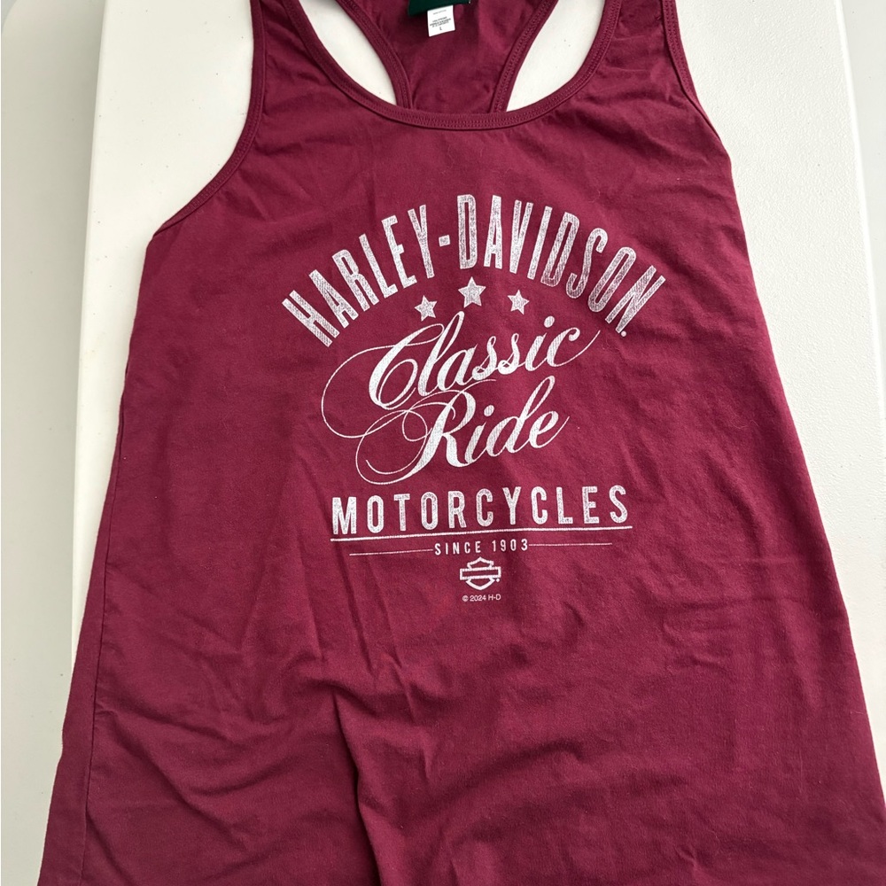 Harley-Davidson Burgundy Racerback Tank with White Logo